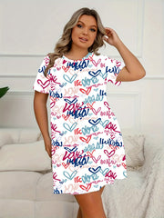 Heart & Graffiti Print Tee Nightdress