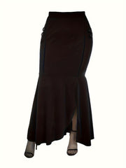 Solid Grommet Detail High Rise Mermaid Skirt