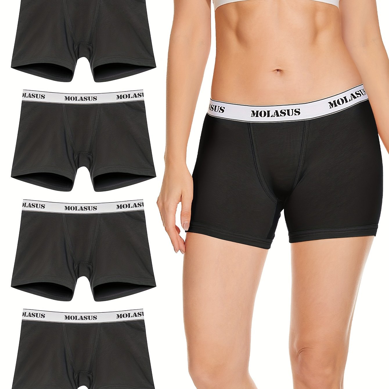 4 Pack Plus Size Panties Set Women's Plus Boyshorts