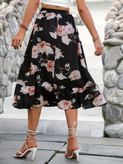 Floral Print Elastic Waist Skirt for Women