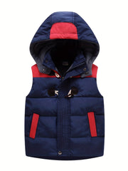 Boys Hooded Fleece Zip Up Vest for Autumn/Winter