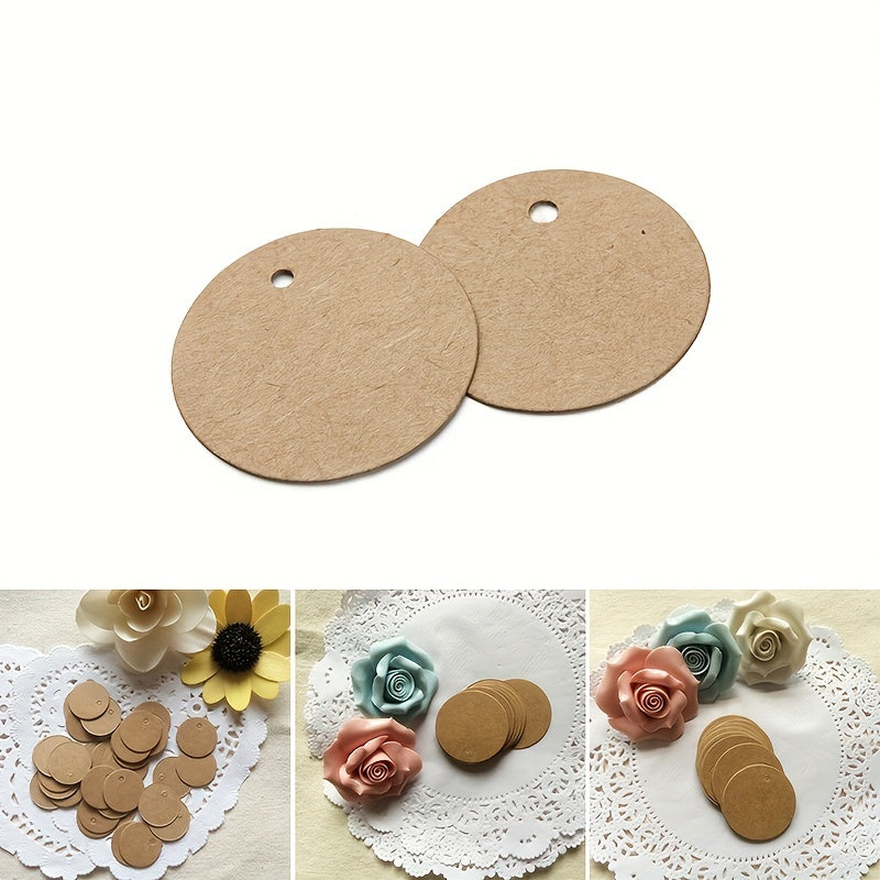 100pcs Round Brown Tags Blank Label Luggage Hang Paper Kraft