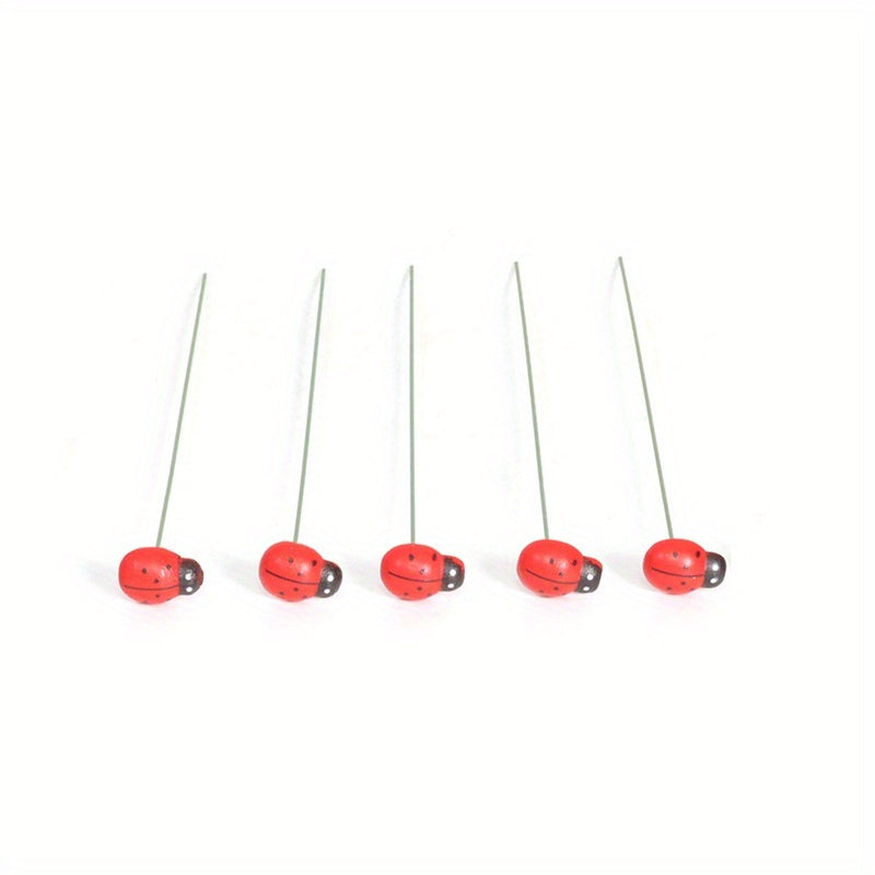 10pcs Wooden Ladybug Garden Decorations Bionic Ladybug Wall Decor