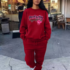 Letter Print Long Sleeve Top & Jogger Pants Set