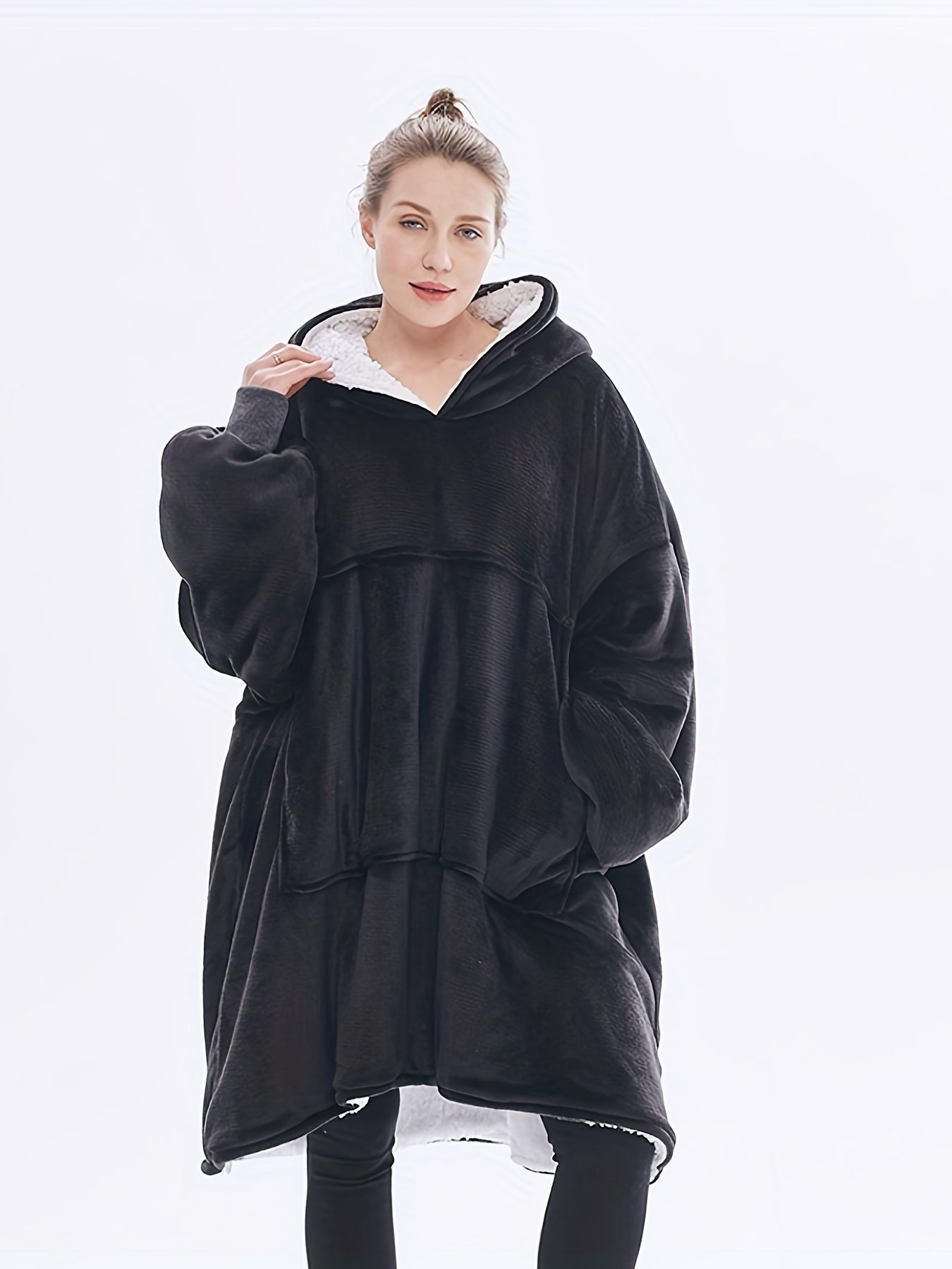 Loungewear Robe Women's Solid Long Sleeve Flannel Blanket
