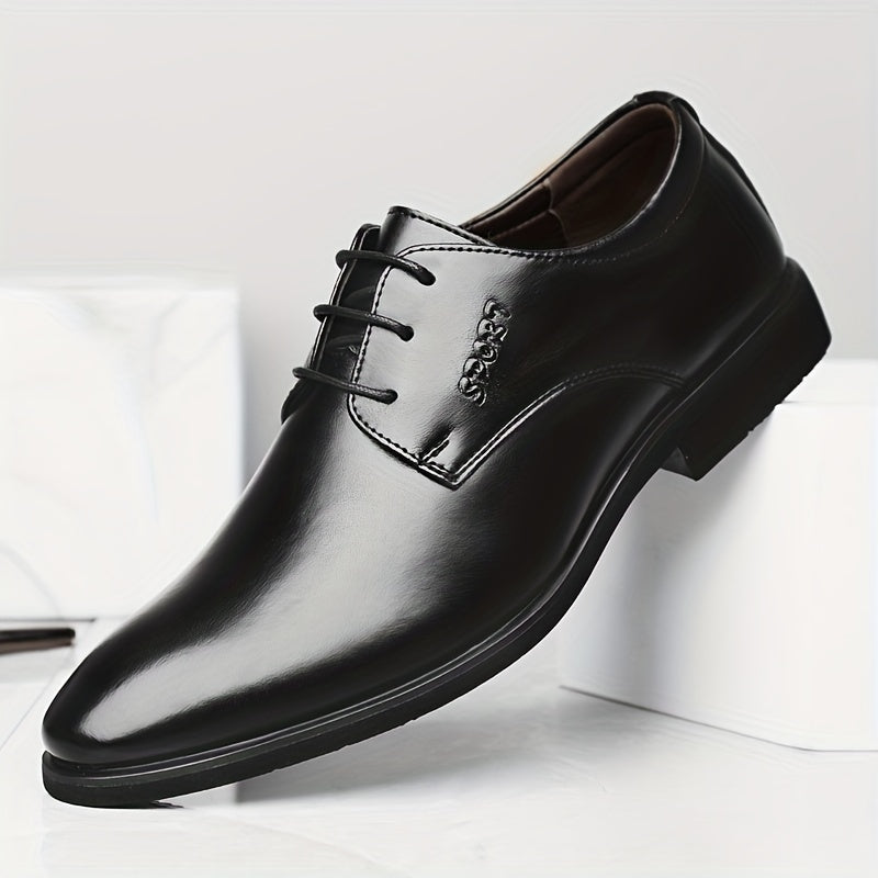 Men's Almond Toe Derby Shoes Lace up Front Dress Shoes
