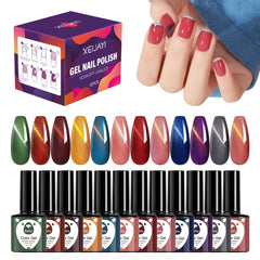 Gel Nail Polish Starter Kit 12 Colors - Cat Eye Gel Varnish Set