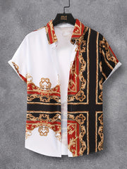 Baroque Style Men's Casual Short Sleeve Shirt