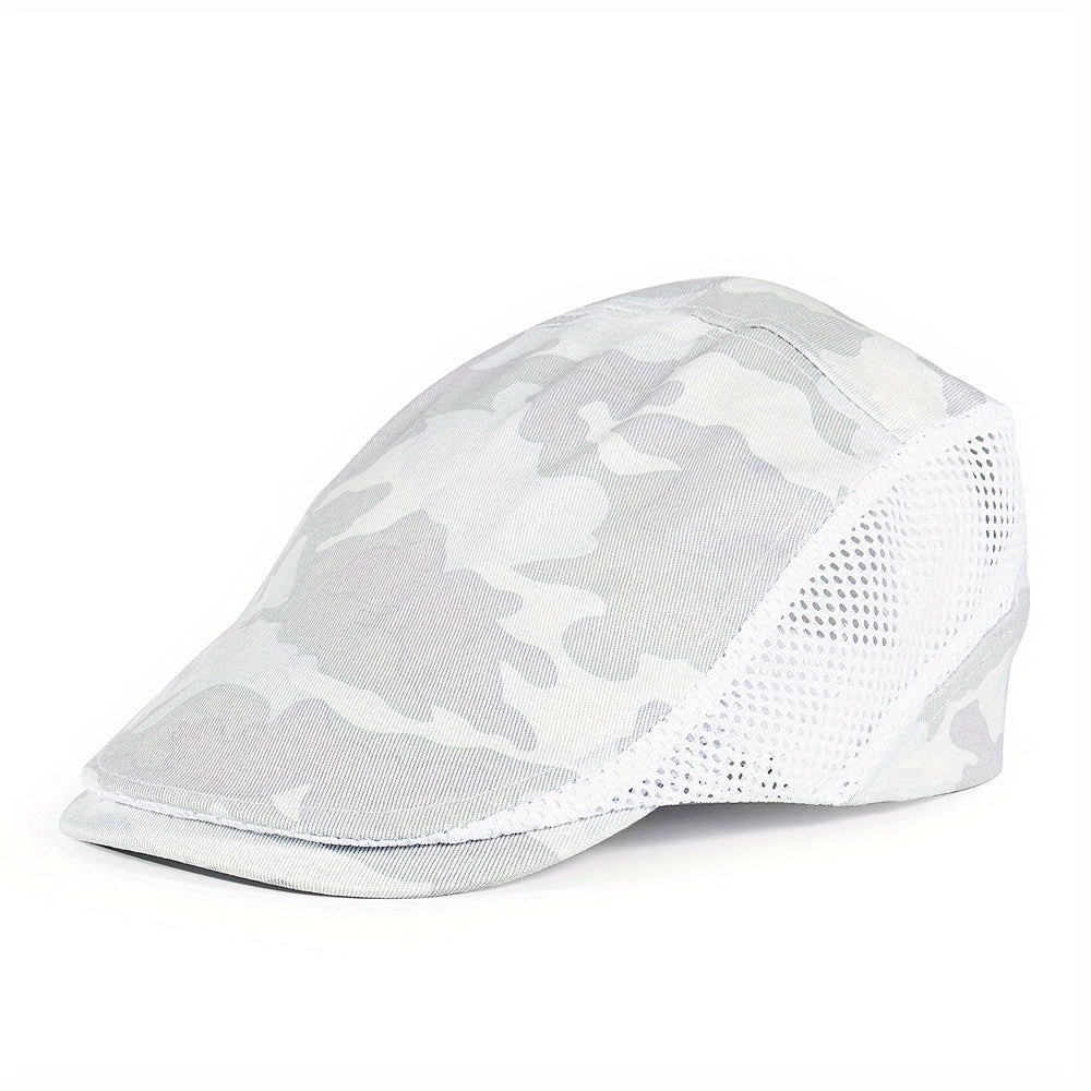Men's Camouflage Cotton Newsboy Cap Breathable Mesh Cabbie Hat