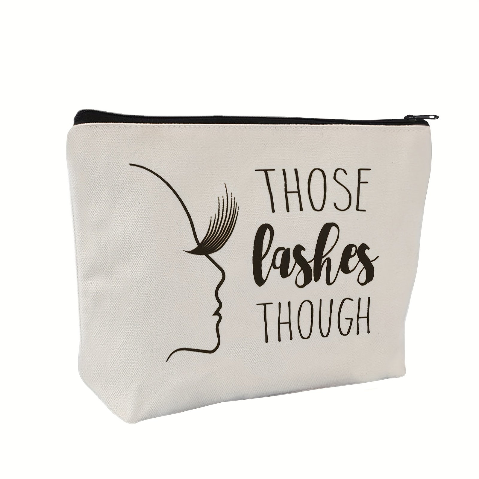 Letter & Lashes Pattern Cosmetic Bag Travel Make Up Pouch Zipper Cosmetic Pouch