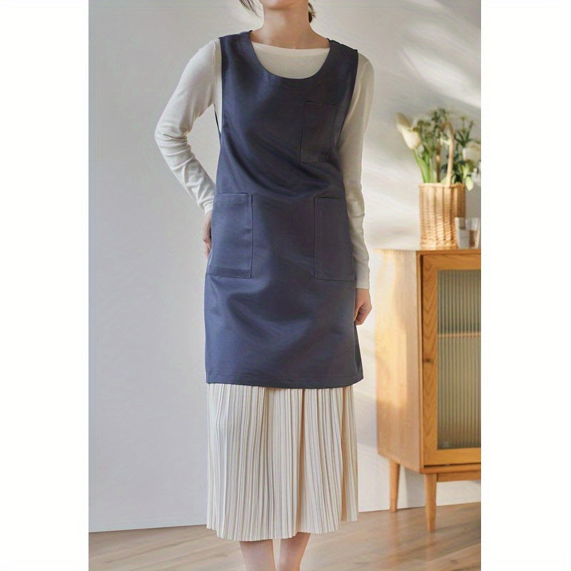 Adjustable Dress Style Apron with Pockets for Chef Gardening Cooking Baking