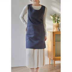Adjustable Dress Style Apron with Pockets for Chef Gardening Cooking Baking
