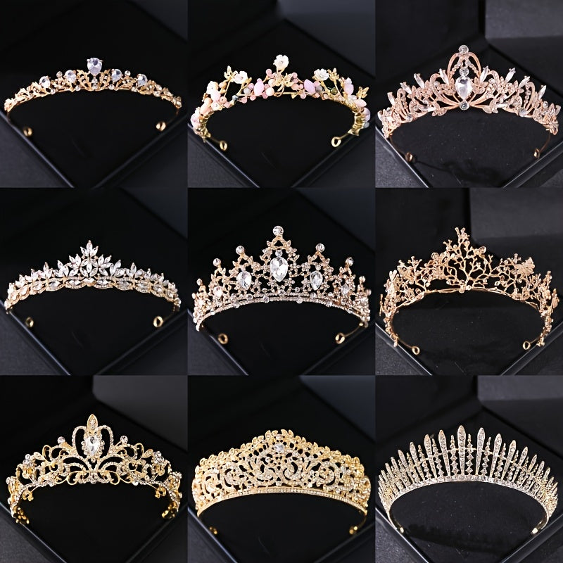 Golden Rhinestone Crown Hairband for Bridal Wedding Party Favor
