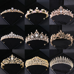 Golden Rhinestone Crown Hairband for Bridal Wedding Party Favor