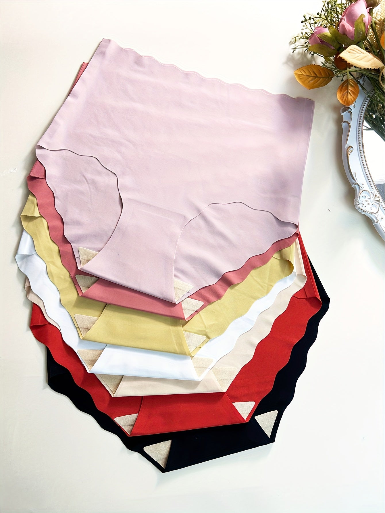 7pcs Scallop Trim Briefs Stretchy Intimates Panties