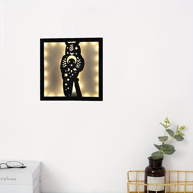 LED Owl Shape Lamp Wooden Home Decoration