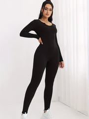 Long Sleeve Solid Yoga Jumpsuit Women's Activewear