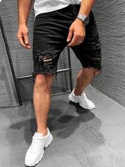 Men's Ripped Denim Shorts Street Style Stretch Denim Shorts