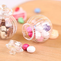 Mini Glass Candy Jar w/ Colorful Plastic Pieces for Dollhouses