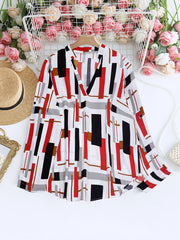 Stripe Print V Neck Blouse