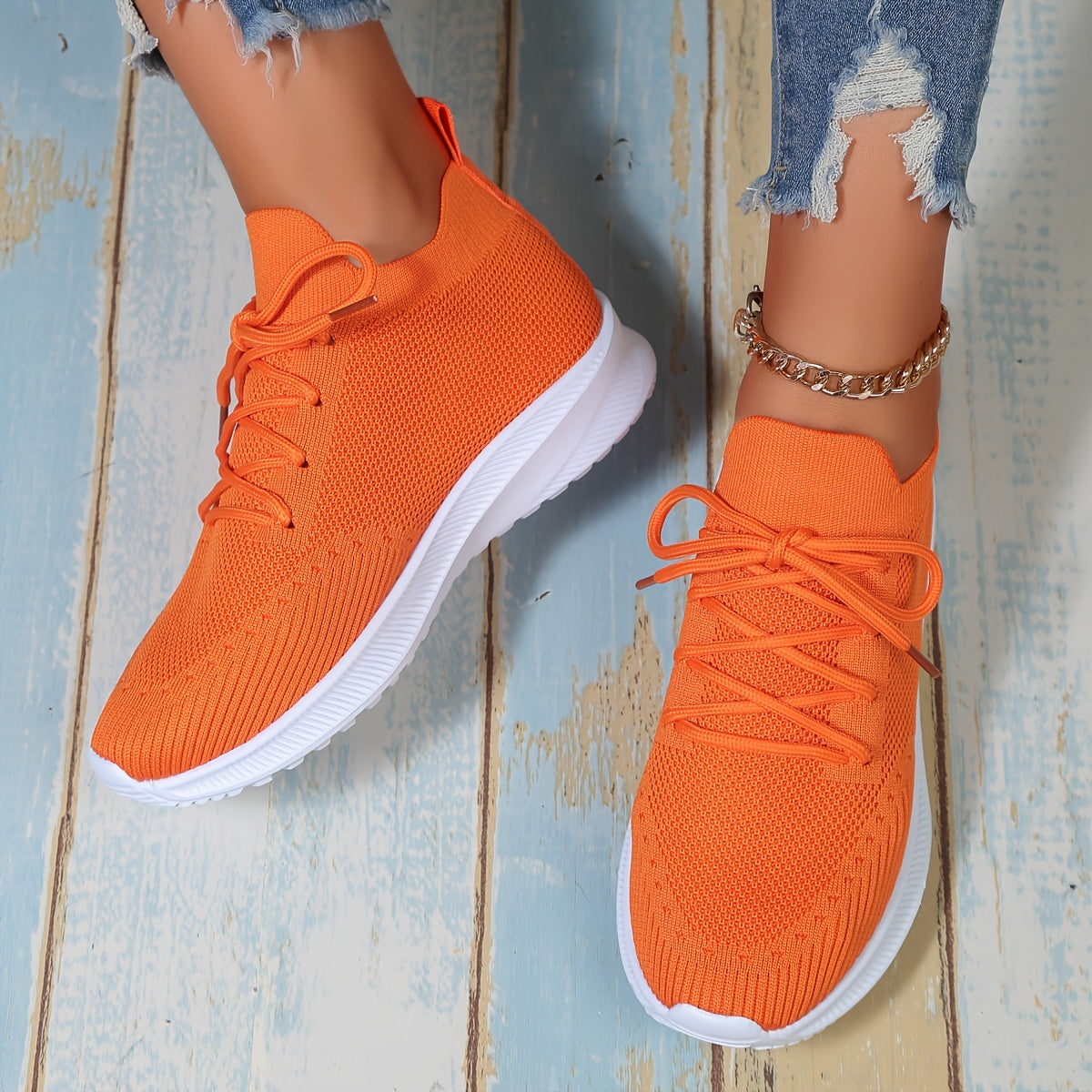 Woven Athletic Running Shoes Lace up Outdoor Casual Sneakers Women's
