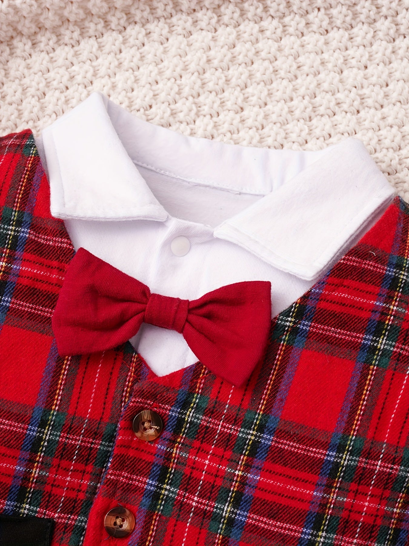 Plaid Pattern Baby Boys Onesie Rompers Soft Cotton Snap Bottom
