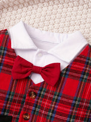 Plaid Pattern Baby Boys Onesie Rompers Soft Cotton Snap Bottom