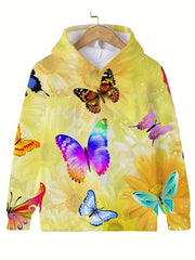 Butterfly Graphic Hooded Sweatshirt Girls Pullover - Fall