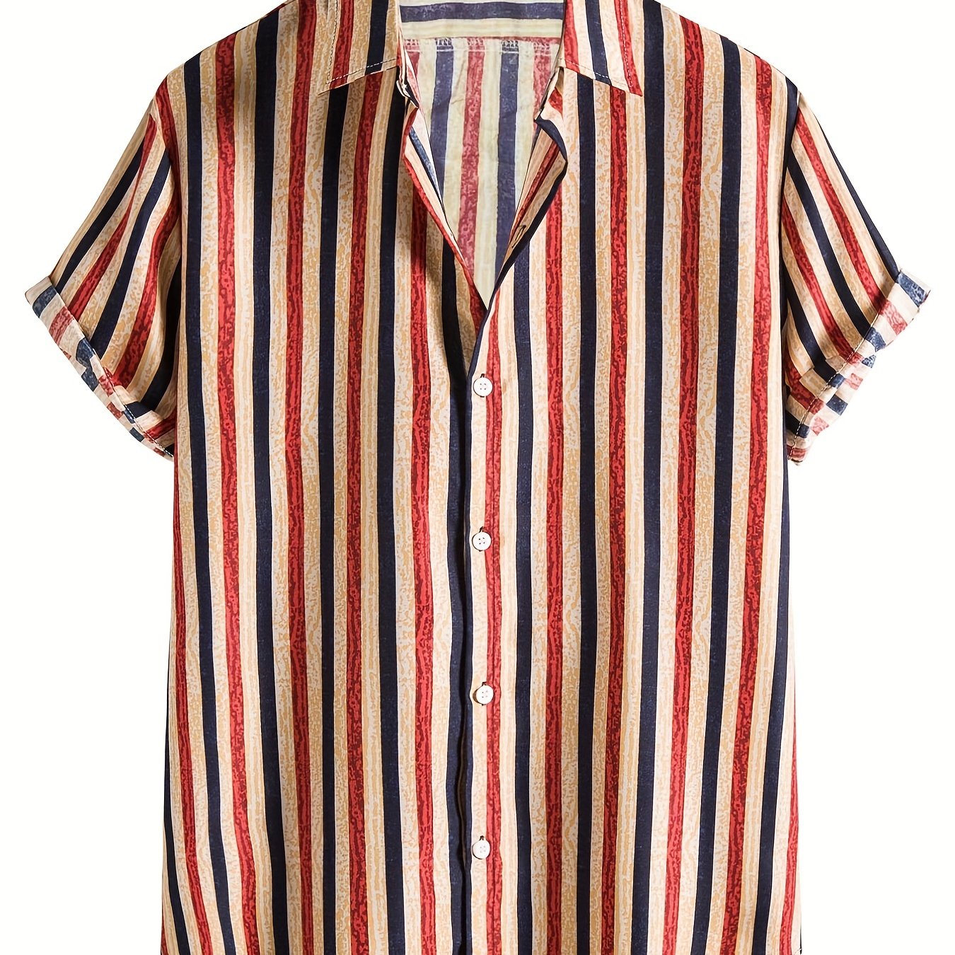 Men's Vertical Striped Short Sleeve Shirt for Daily Wear