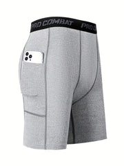 Men's Compression Shorts With Pocket Moisture Wicking Base Layer