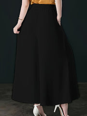 Women's Plus Wide Leg Trousers High Rise Elastic Waist Loose Fit Pants