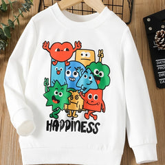 Boys Cartoon Print Pullover Sweatshirt For Autumn