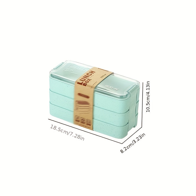3-Tier Bento Box Lunch Box with Cutlery for Picnic & School