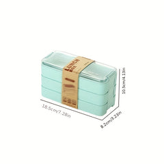 3-Tier Bento Box Lunch Box with Cutlery for Picnic & School