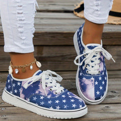 Women's Tie Dye StarPattern Skate Shoes Lightweight Non-Slip Board Shoes