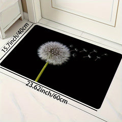 Dandelion Pattern Washable Rug for Kitchen/Dining Room, Rectangular Carpet