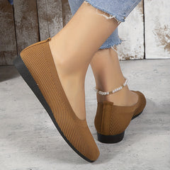 Women's Minimalist Knit Flat Shoes Slip On Low Elastic Ballet Shoes