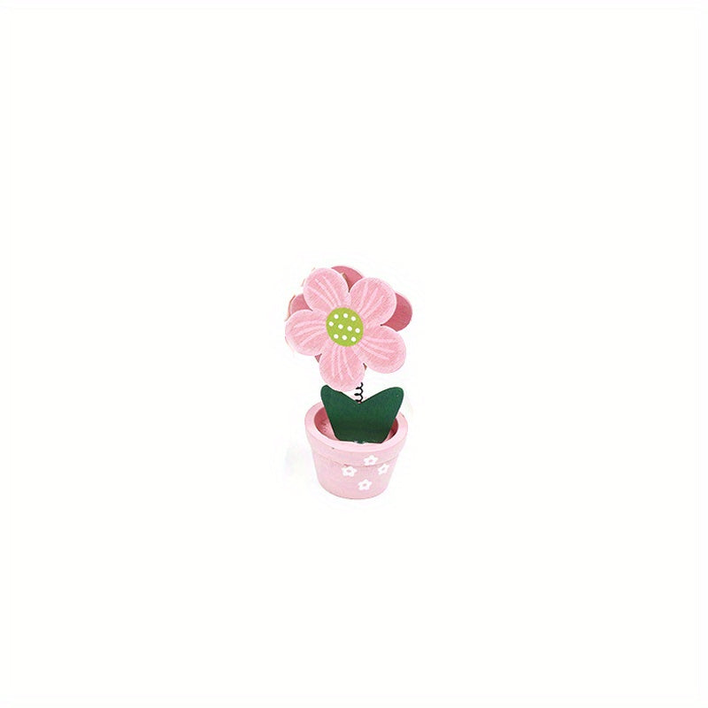 Cartoon Wooden Flower Pot for Photos Notes Messages 9.74-Inch