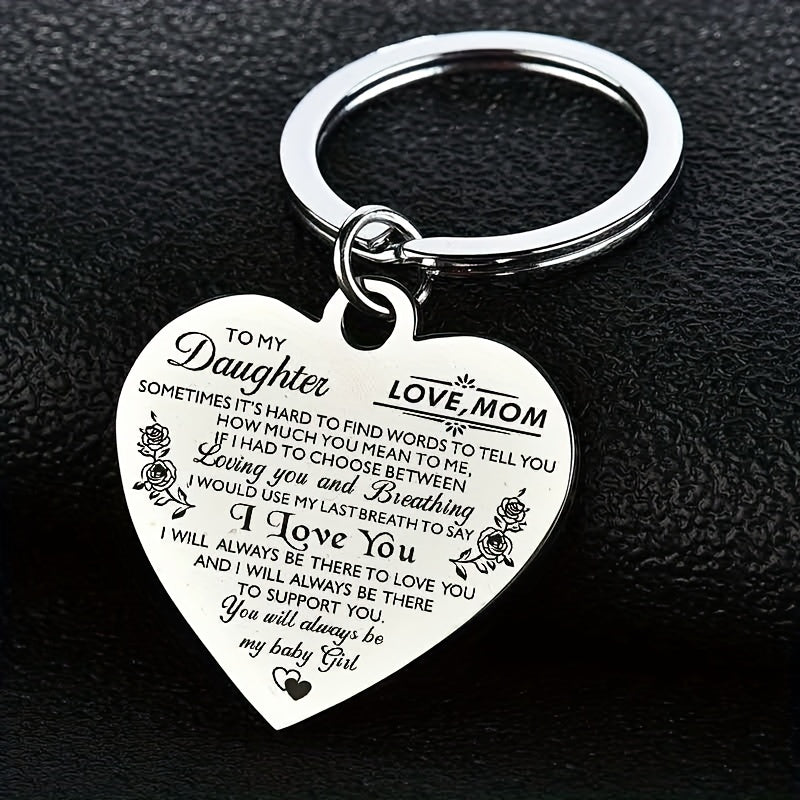 Heart Keychain Key Ring Inspirational Birthday Gift From Mom