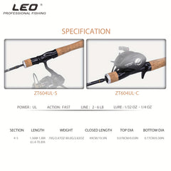 LEOFISHING Portable Travel Fishing Rod Lightweight Spinning Casting Rod