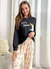 Giraffe Print Pajama Set Long Sleeve Top & Pants