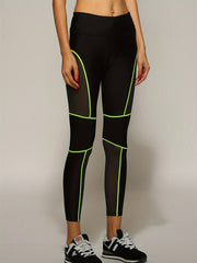 Mesh Contrast Line High Waist Stretchy Sports Tight Pants