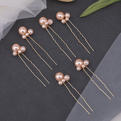 6pcs Pearl Hair Comb Bridal Hairpin Golden Wedding Jewelry