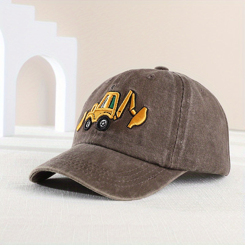 Boys Retro Excavator Baseball Cap Adjustable Sun Hat