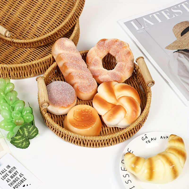 Rattan Serving Tray Heat Insulated Durable Basket Food Storage Display