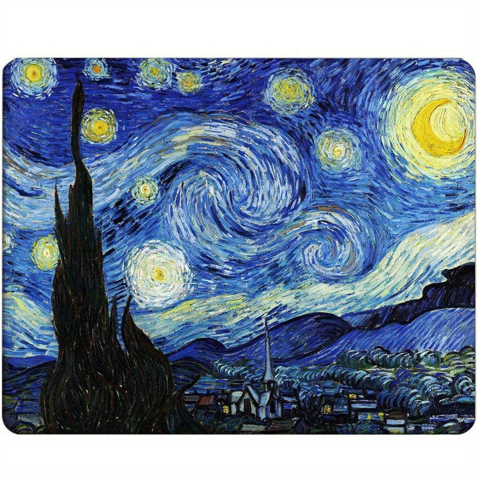 Starry Night Themed Rectangle Gaming Mousepad 24x20 cm Non Slip Rubber Mouse Pad