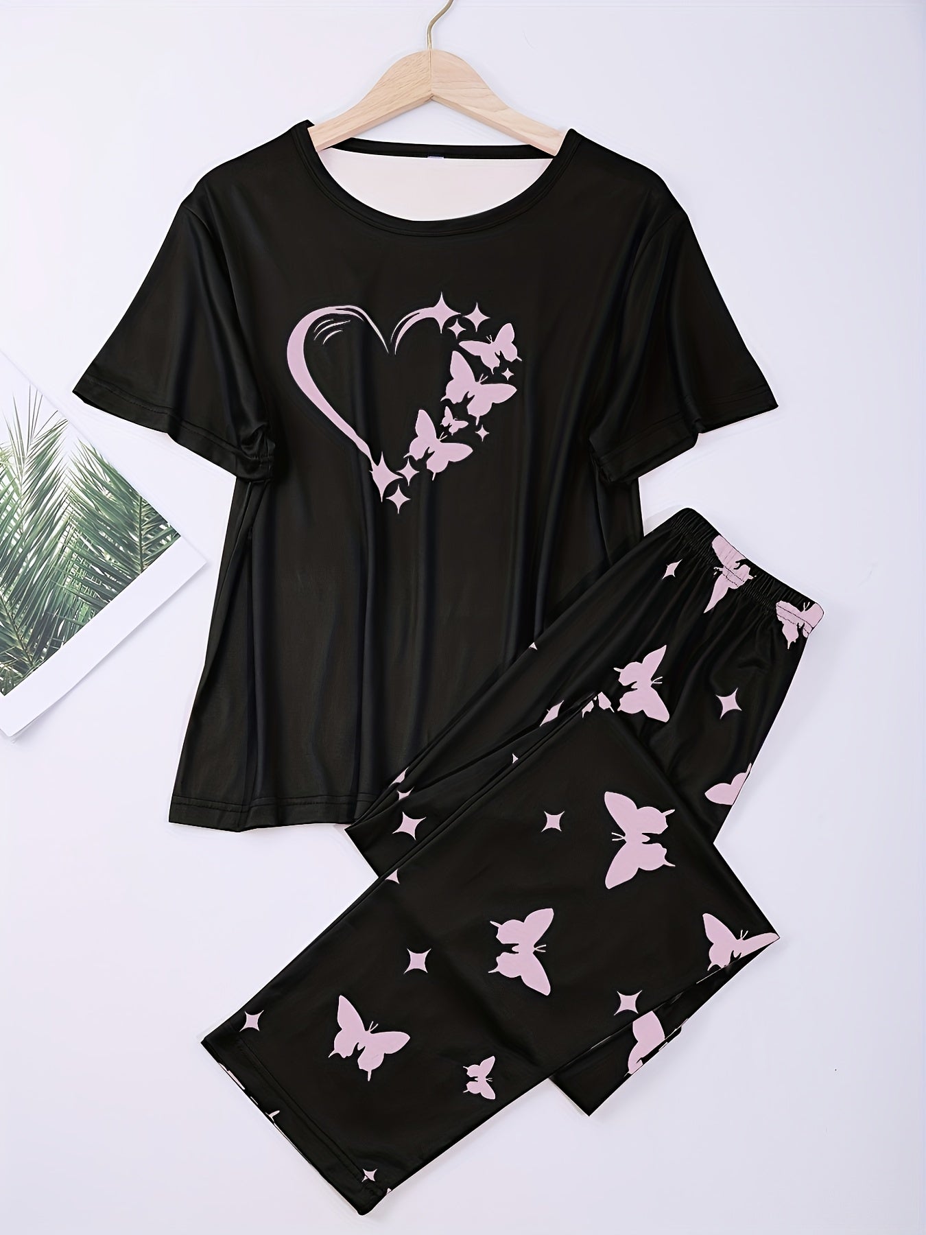 Butterfly Heart Print Pajama Set