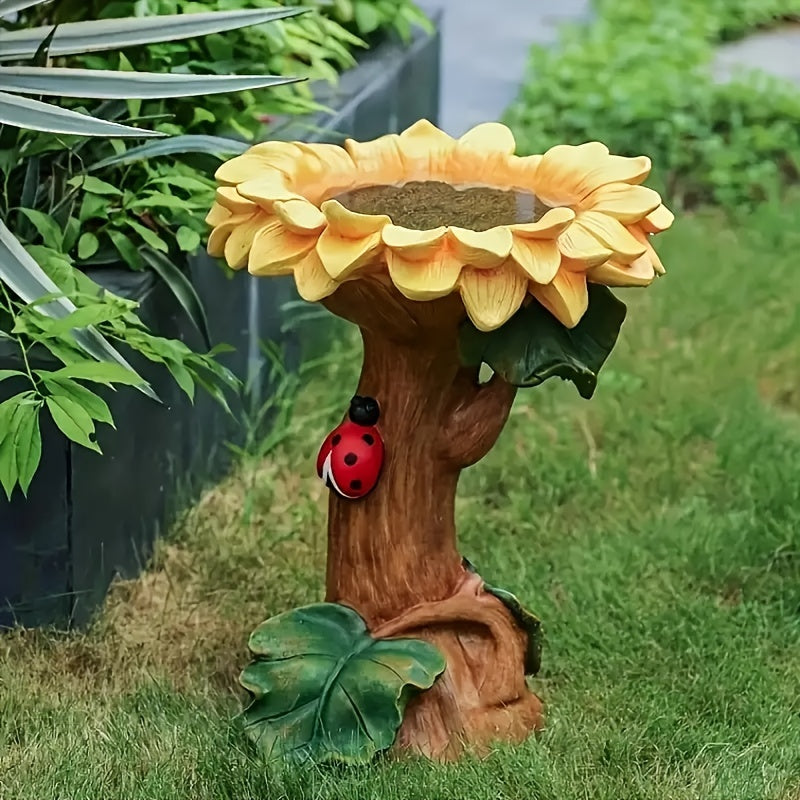 Sunflower Bird Feeder Resin Bird Food Holder Cartoon Plant Ornament