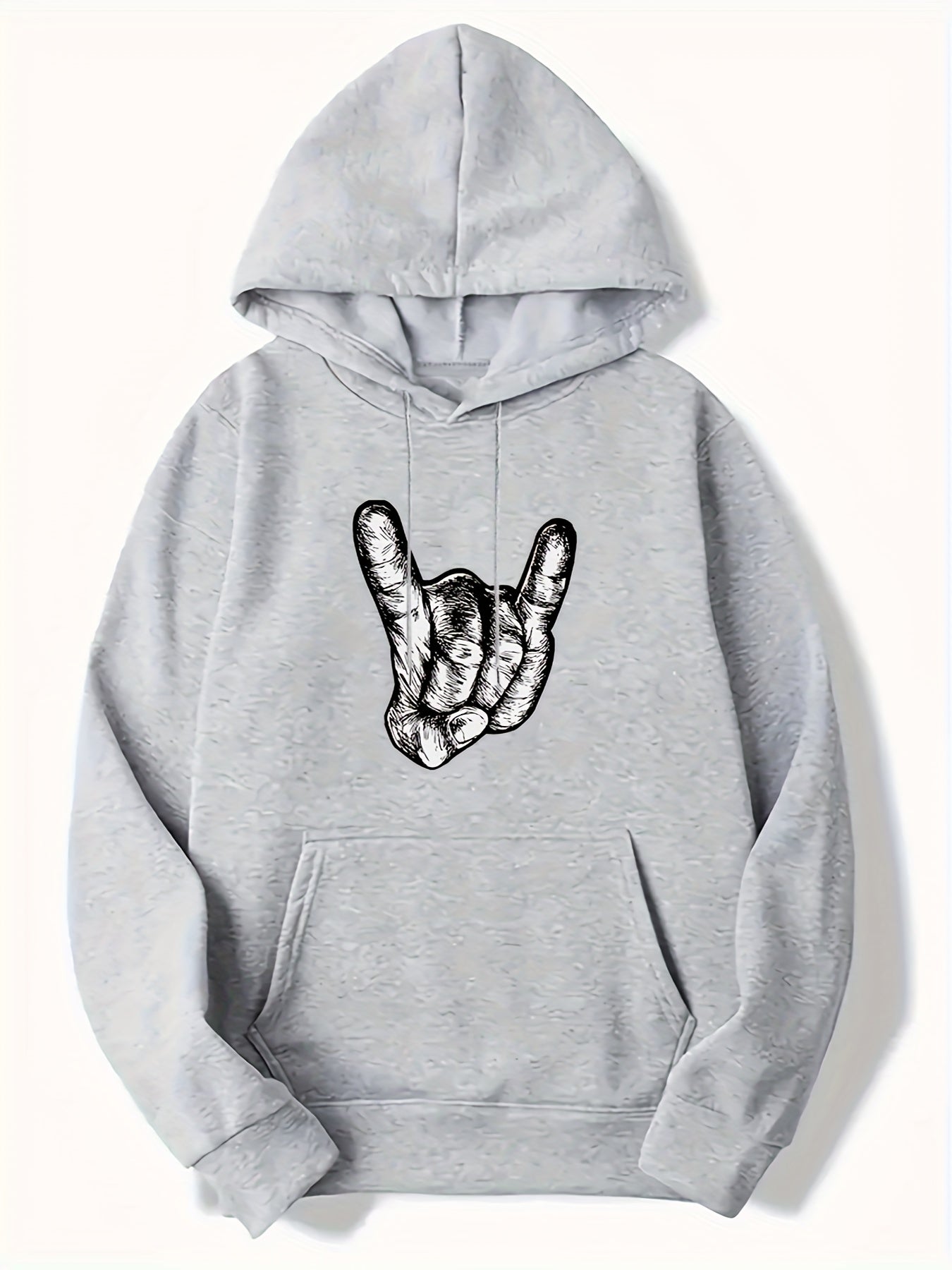 Rock Gesture Pattern Men's Hooded Sweatshirt