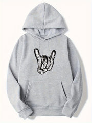 Rock Gesture Pattern Men's Hooded Sweatshirt